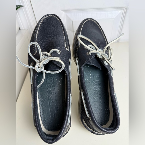 Sperry Top-Sider Men's Navy Leather Boat Shoes Size 9.5W Classic Deck Shoes - Picture 4 of 13